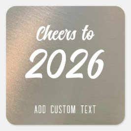 Modern Custom Brushed Metal 2026 New Years Party Vierkante Sticker
