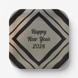 Modern Custom Brushed Metal Happy New Years Party Papieren Bordje