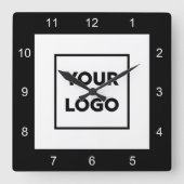 Modern Custom Business Logo Black White Vierkante Klok (Voorkant)