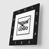Modern Custom Business Logo Black White Vierkante Klok (Hoek)