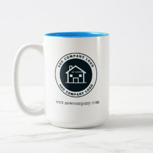 Modern Custom Business Logo Giveaway Tweekleurige Koffiemok