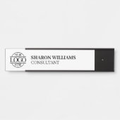 Modern Custom Business Logo Job Titel Zwart Wit Deurbordje (Voorkant)