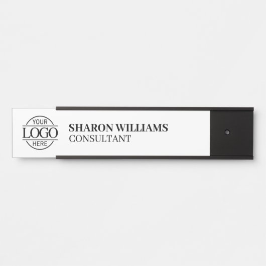 Modern Custom Business Logo Job Titel Zwart Wit Deurbordje (Voorkant)