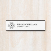 Modern Custom Business Logo Job Titel Zwart Wit Deurbordje (Voorkant)