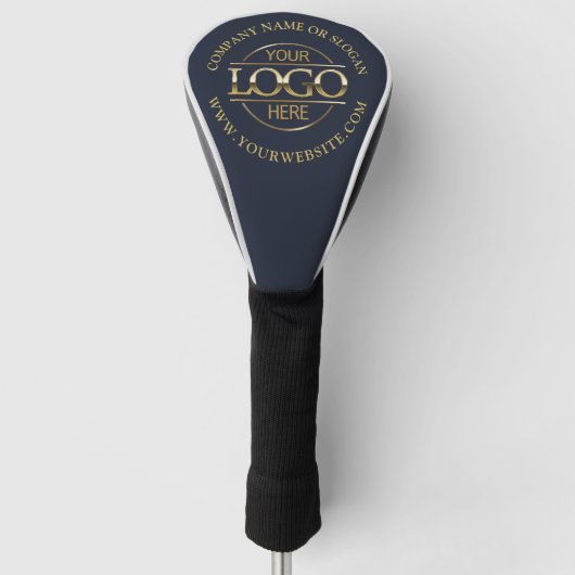 Modern Custom Business Logo Navy Blue Branded  Golfheadcover (Voorkant)