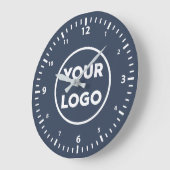 Modern Custom Business Logo op Navy Blue Grote Klok (Hoek)