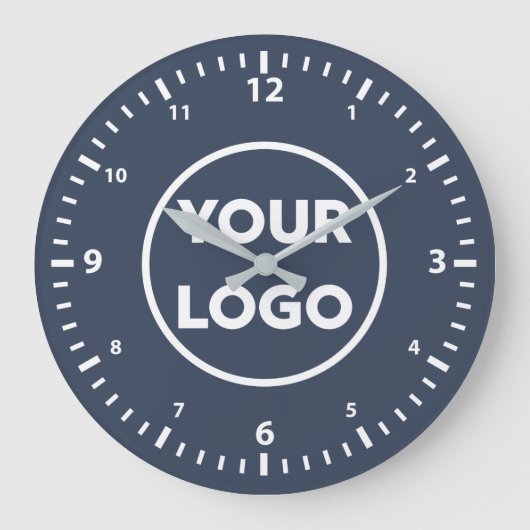 Modern Custom Business Logo op Navy Blue Grote Klok (Voorkant)