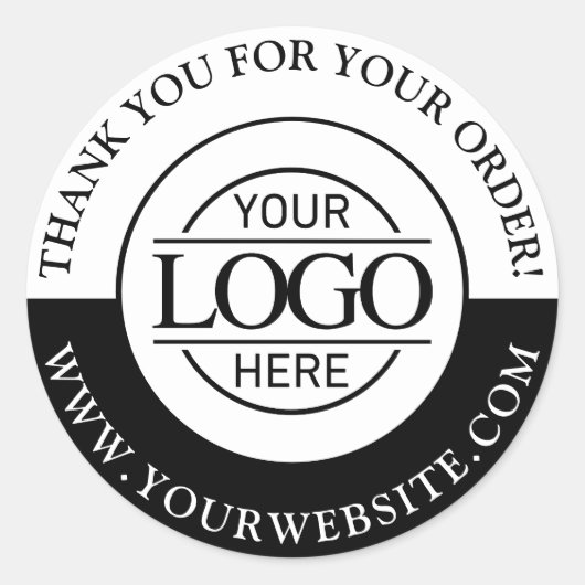 Modern Custom Business Logo Promotional Zwart Wit Ronde Sticker (Voorkant)
