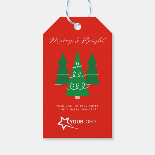 Modern Custom Business Logo Red Christmas Cadeaulabel (Voorkant)