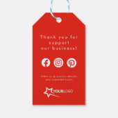 Modern Custom Business Logo Red Christmas Cadeaulabel (Achterkant)
