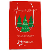 Modern Custom Business Logo Red Christmas Medium Cadeauzakje (Voorkant)