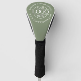 Modern Custom Business Logo Sage Green Branded  Golfheadcover
