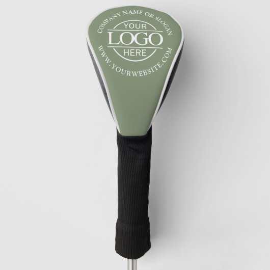 Modern Custom Business Logo Sage Green Branded Golfheadcover (Voorkant)