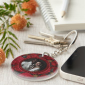 Modern Custom Carnation Garden Winter Wedding Sleutelhanger (Voorkant Rechts)