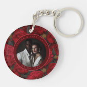 Modern Custom Carnation Garden Winter Wedding Sleutelhanger (Achterkant)