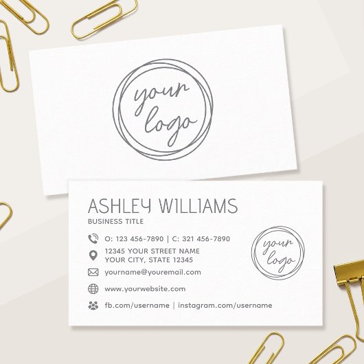 Modern Custom Color Logo Professional White Visitekaartje