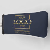 Modern Custom Company Business Logo Blue Branded  Golfheadcover (Voorkant)