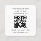 Modern Custom Company Logo QR Code Elegant Black Vierkante Visitekaartje (Achterkant)