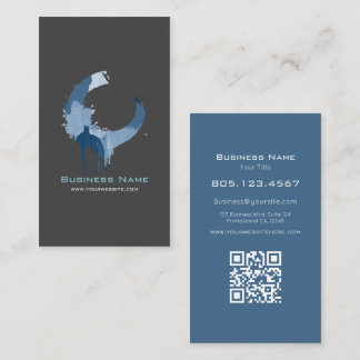 Modern Custom Dark Grey & Blue Abstract Swirl Visitekaartje