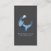 Modern Custom Dark Grey & Blue Abstract Swirl Visitekaartje (Voorkant)