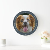 Modern Custom Dog Photo Dark Grey Grote Klok (Huis)