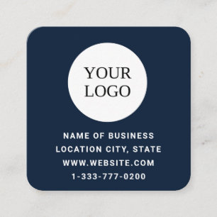 Modern Custom Donkerblauw Logo en QR Code Vierkante Visitekaartje