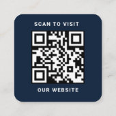 Modern Custom Donkerblauw Logo en QR Code Vierkante Visitekaartje (Achterkant)