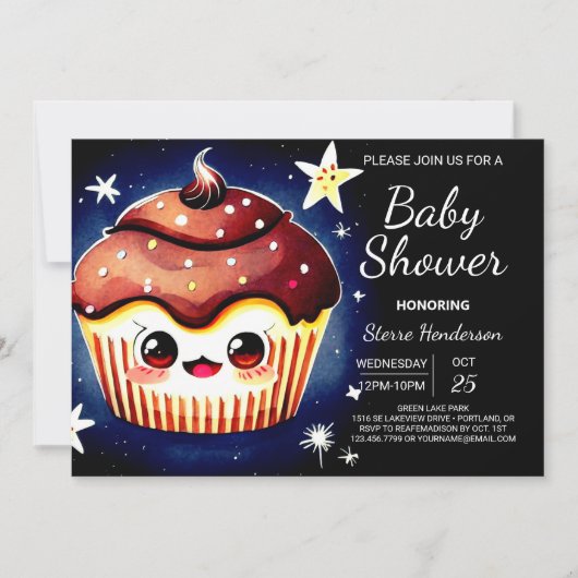 Modern Custom Elegant Muffin Boy Baby shower Kaart (Voorkant)