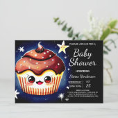 Modern Custom Elegant Muffin Boy Baby shower Kaart (Staand voorkant)