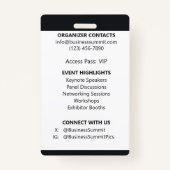 Modern Custom Event Logo Medewerker Identificatie Badge (Achterkant)