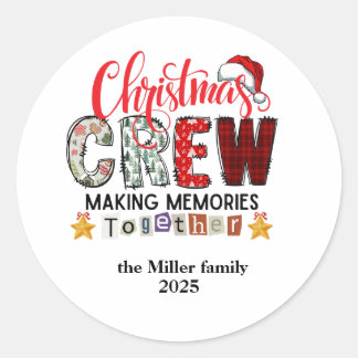Modern Custom Family Kleurrijk Vrolijk Kerstfeest  Ronde Sticker