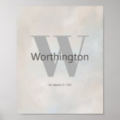 Modern Custom Family Last Name Wall Art Neutral Poster (Voorkant)