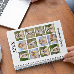 Modern Custom Family Pet Dog 12 Photo Collage Planner