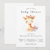 Modern Custom Giraffe Baby shower Kaart (Voorkant / Achterkant)