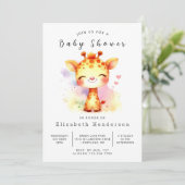 Modern Custom Giraffe Baby shower Kaart (Staand voorkant)