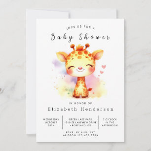 Modern Custom Giraffe Baby shower Kaart