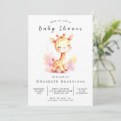 Modern Custom Giraffe Baby shower Kaart (Staand voorkant)