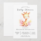 Modern Custom Giraffe Baby shower Kaart (Voorkant / Achterkant)