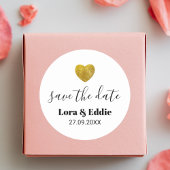 Modern Custom Gold Heart Bruiloft Save The Date Ronde Sticker