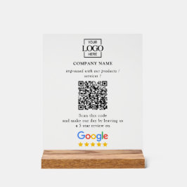 Modern Custom Google Reviews QR Code Business Logo Acryl Bord