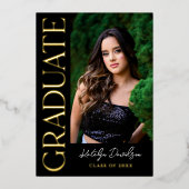 Modern Custom Graduate Photo Grad Party Gold Folie Uitnodiging (Voorkant)