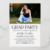 Modern Custom Graduate Photo Grad Party Gold Folie Uitnodiging (Achterkant)