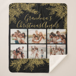 Modern Custom Grandma's Christmas Photo Collage Sherpa Deken