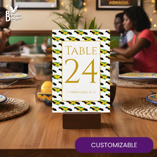 Modern Custom JAMAICA Event Wedding Table Number Bedankkaart