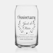 Modern Custom Jubileum Paar Naam Datum Zwart Blikvorm Glas (Voorkant)