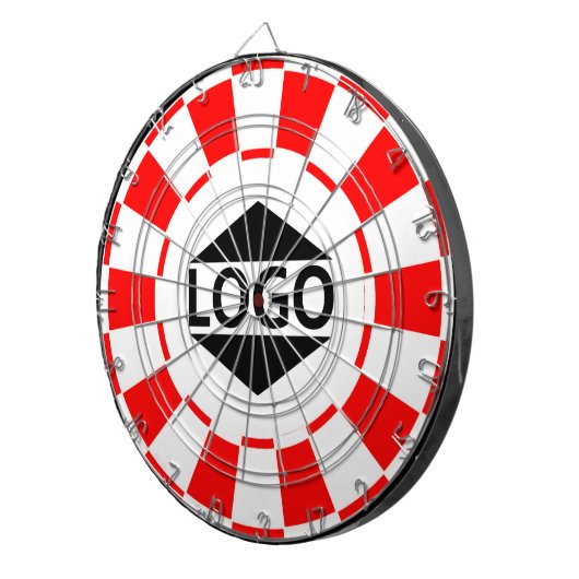 Modern Custom Logo Afbeelding op rood & wit Dartbord (Voorkant Rechts)