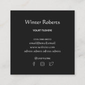 Modern custom logo aquarel zwart-wit vierkant vierkante visitekaartje (Achterkant)