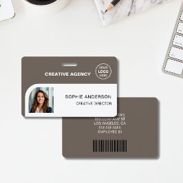 Modern Custom Logo Bar Code Employee Staff Name Badge