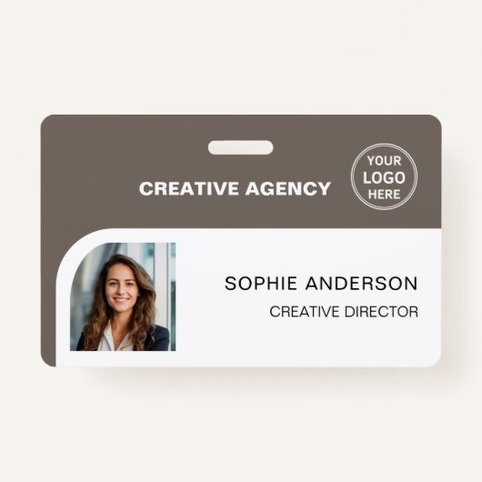 Modern Custom Logo Bar Code Employee Staff Name Badge (Voorkant)