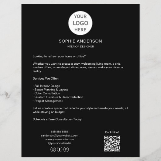 Modern Custom Logo Black Professional Business Flyer (Voorkant)